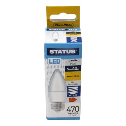 Status LED Light Bulb Candle Large ES 5w/40w