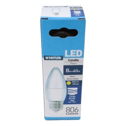 Status LED Light Bulb Candle Large ES 8w/60w