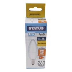 Status LED Light Bulb Candle Small ES 3w/25w