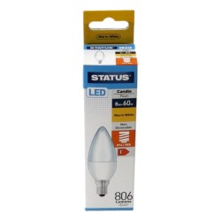 Status LED Light Bulb Candle Small ES 8w/60w