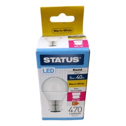 Status LED Light Bulb Round Large BC 5w/40w