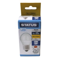 Status LED Light Bulb Round Large ES 3w/25w