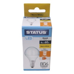 Status LED Light Bulb Round Small ES 8w/60w