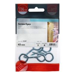 Timco Screw Eyes BZP 45mm 5 Pack