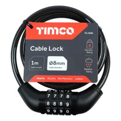 Timco Combination Cable Lock 8mm x 1000mm