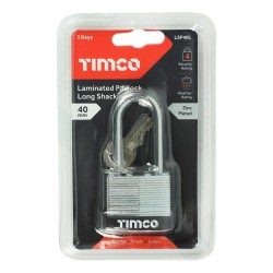 Timco Padlock Laminated Long Shackle 40mm