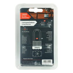 Timco Padlock Laminated Long Shackle 40mm