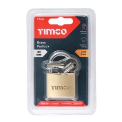 Timco Padlock Brass 30mm