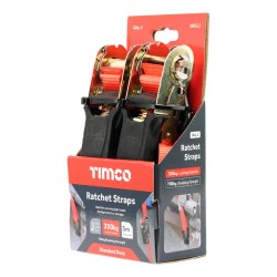 Timco Ratchet Straps 2 Pack J Hook 5m 350kg