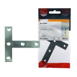 Timco Tee Plate BZP 76 x 76 x 16mm 2 Pack