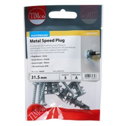 Plasterboard Speed Plug Metal 31.5mm 5 Pack