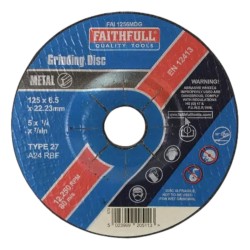 Faithfull Grinding Disc DC Metal 125mm x 6.5mm x 22mm