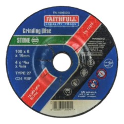 Faithfull Grinding Disc DC Stone 100mm x 6.0mm x 16mm