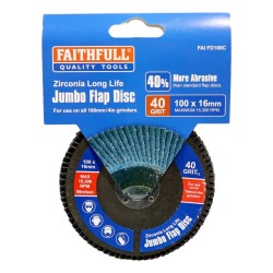 Faithfull Jumbo Abrasive Flap Disc 100mm x 16mm