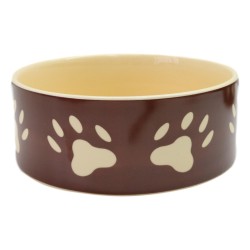 Trixie Ceramic Pet Bowl Paw Prints Brown & Cream