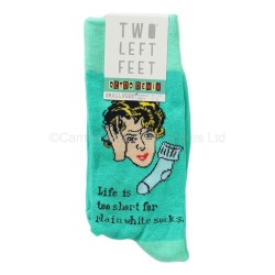 Two Left Feet Retro Socks Life Too Short White Socks