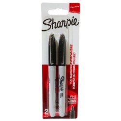 Sharpie Marker Pens Fine Tip Black 2 Pack