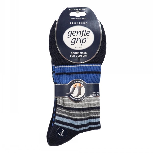 Sock Shop Men's Gentle Grip Socks 3 Pairs Stripe