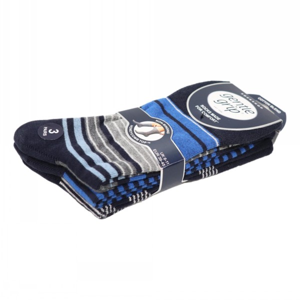 Sock Shop Men's Gentle Grip Socks 3 Pairs Stripe - Image 2