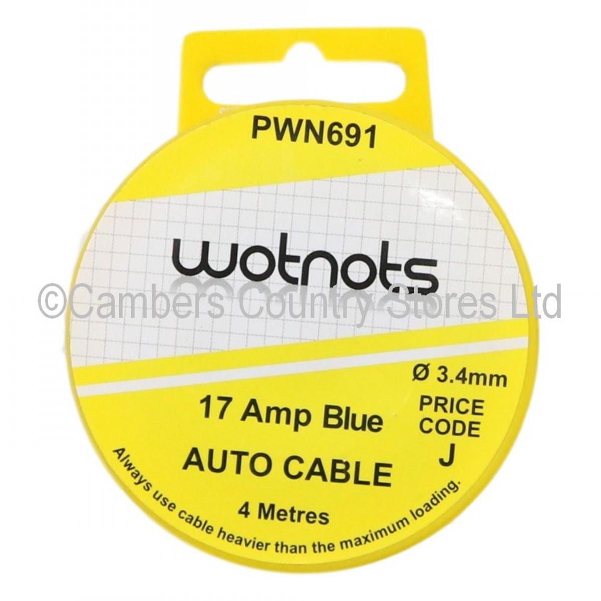 Wotnots Auto Cable 17 Amp Blue 4 Metres