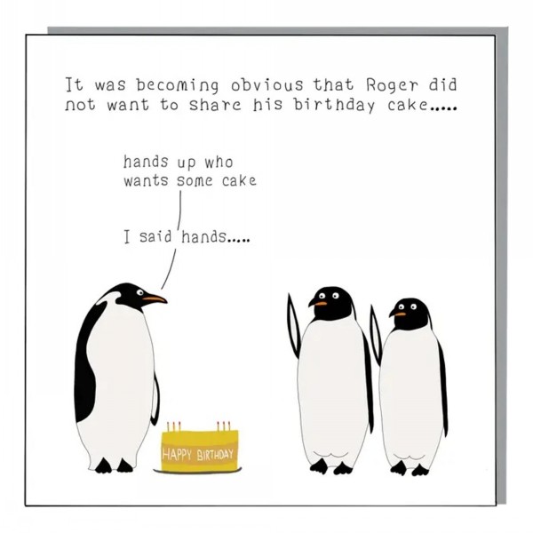 Not At All Jack Greeting Card Penguin Cake