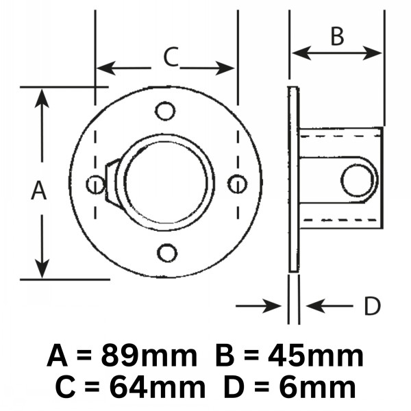 Tubeclamp Galvanised Steel Fitting Wall Flange - Image 2