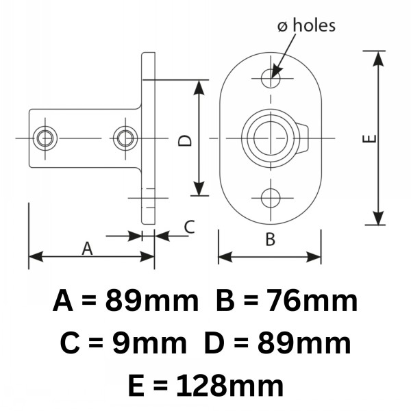 Tubeclamp Galvanised Steel Fitting Base Flange - Image 2
