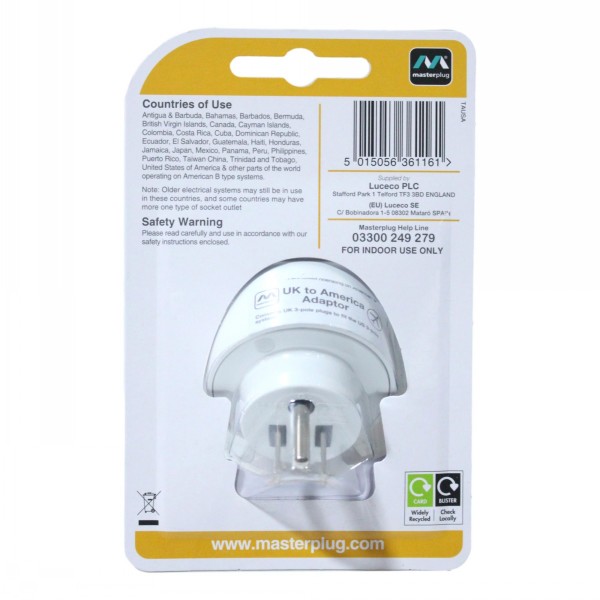 Masterplug Travel Adaptor UK To USA - Image 2