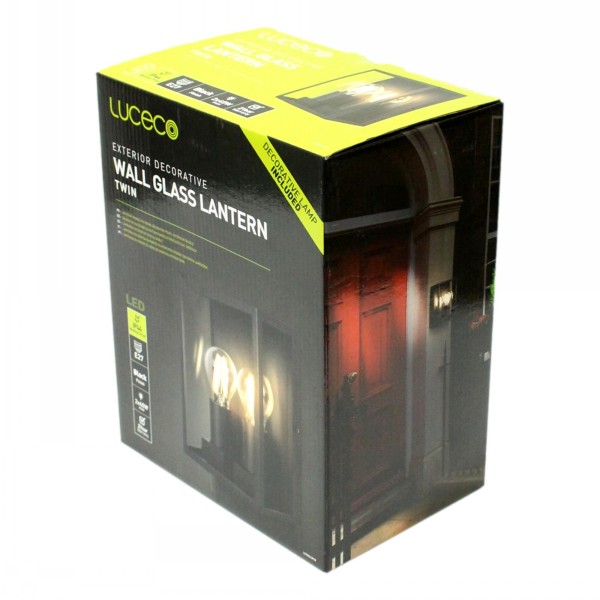 Luceco Azurar Exterior Wall LED Lantern Light Twin Black - Image 2