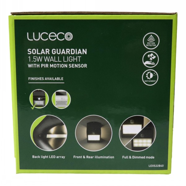 Luceco LED Solar Guardian Wall Light With PIR 1.5w - Image 4