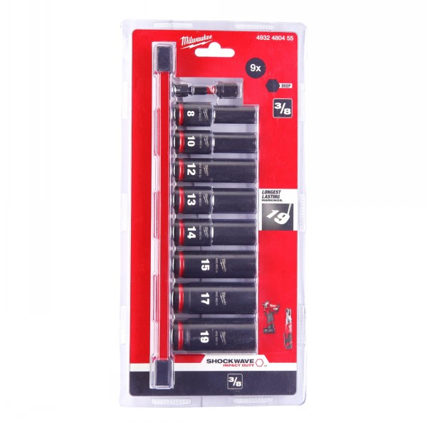 Milwaukee Shockwave Impact Deep Socket Set 3/8"