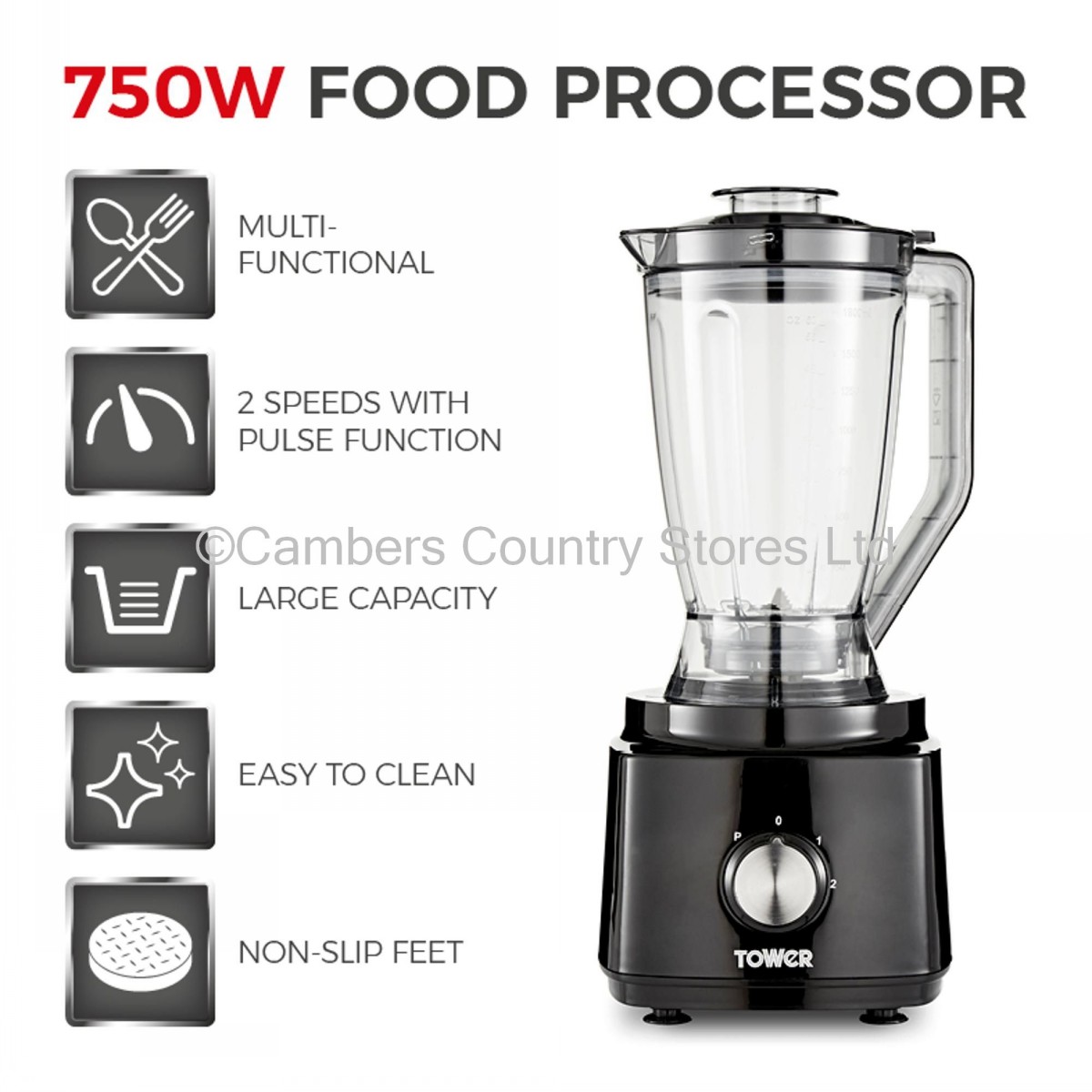 Tower Food Processor Mixer & Blender 750w - Image 4