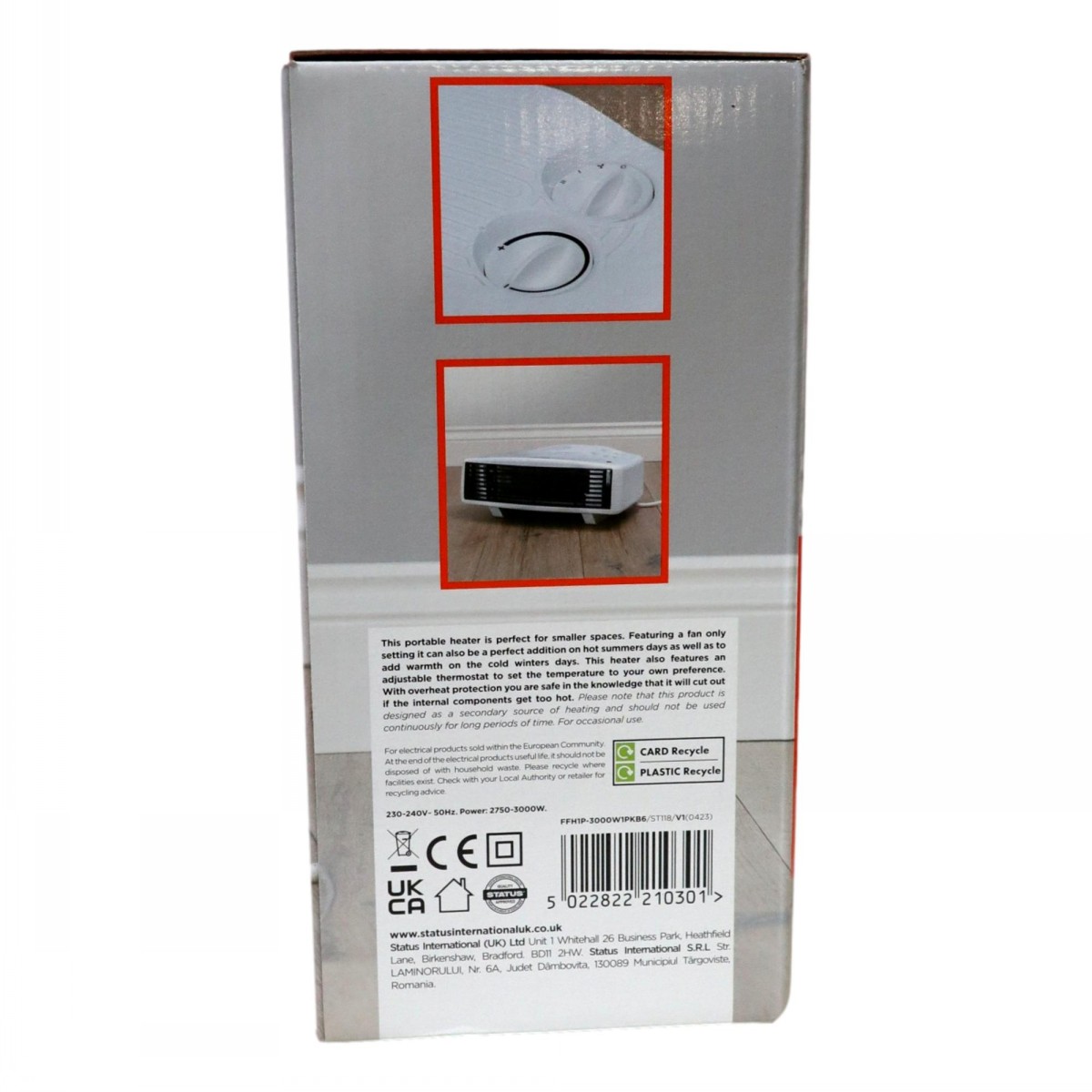 Status Fan Heater 3000w Flat With Thermostat - Image 3