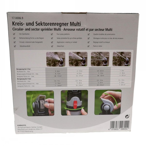 Geka Multi Circular Sprinkler 4 Spray Pattern - Image 2