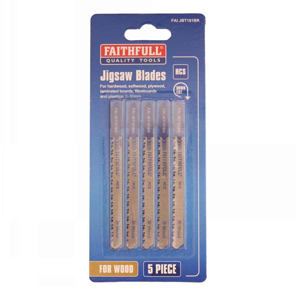 Faithfull Jigsaw Blades Wood & Board Cutting 5 Pack