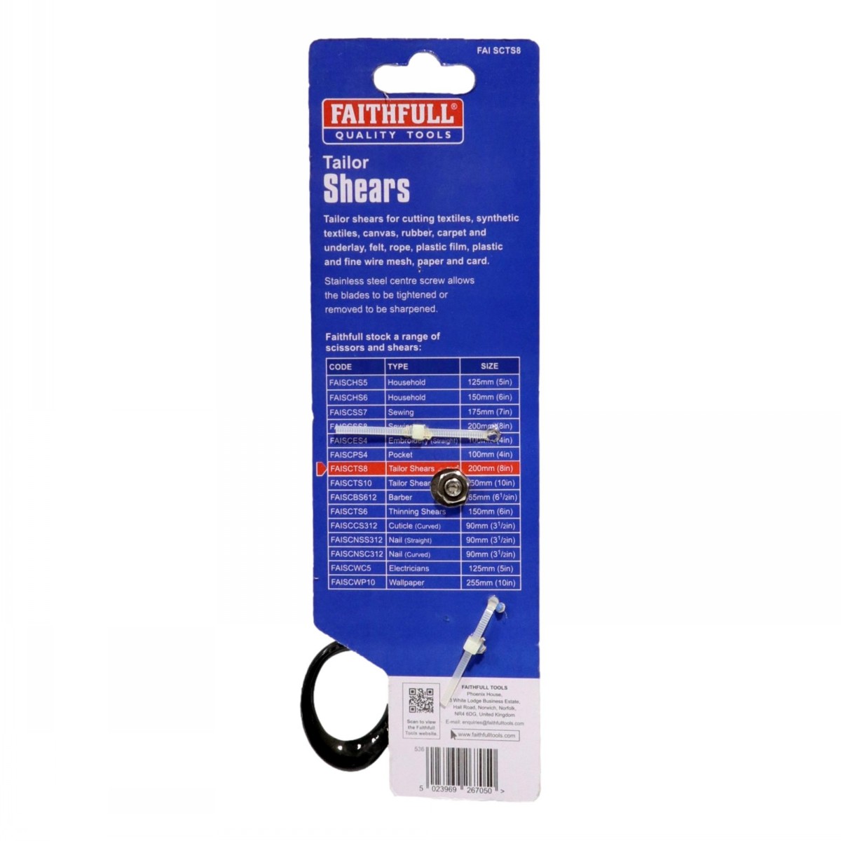 Faithfull Scissors Tailor Shears 200mm - Image 2