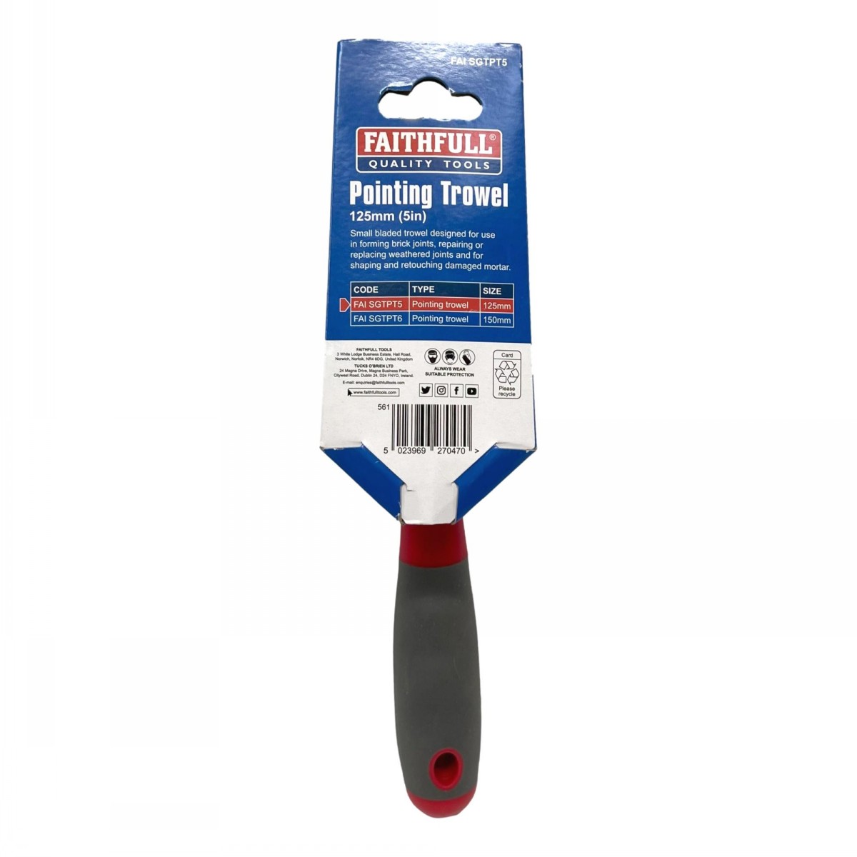 Faithfull Soft Grip Pointing Trowel 125mm - Image 2