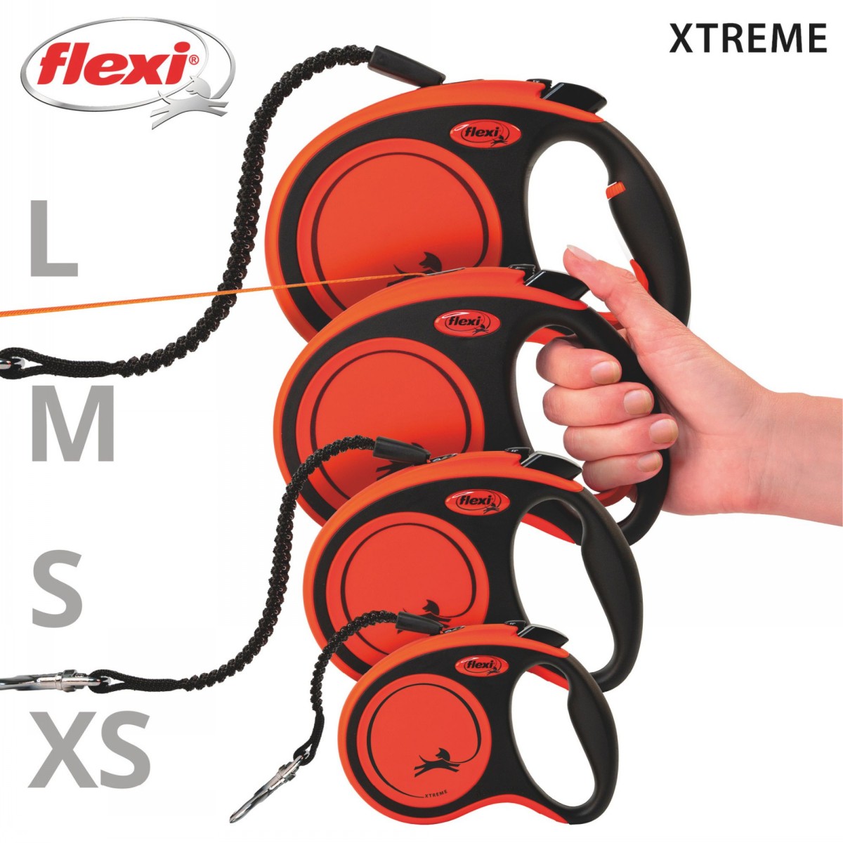 Flexi Extreme Tape Dog Lead Orange / Black - Image 2