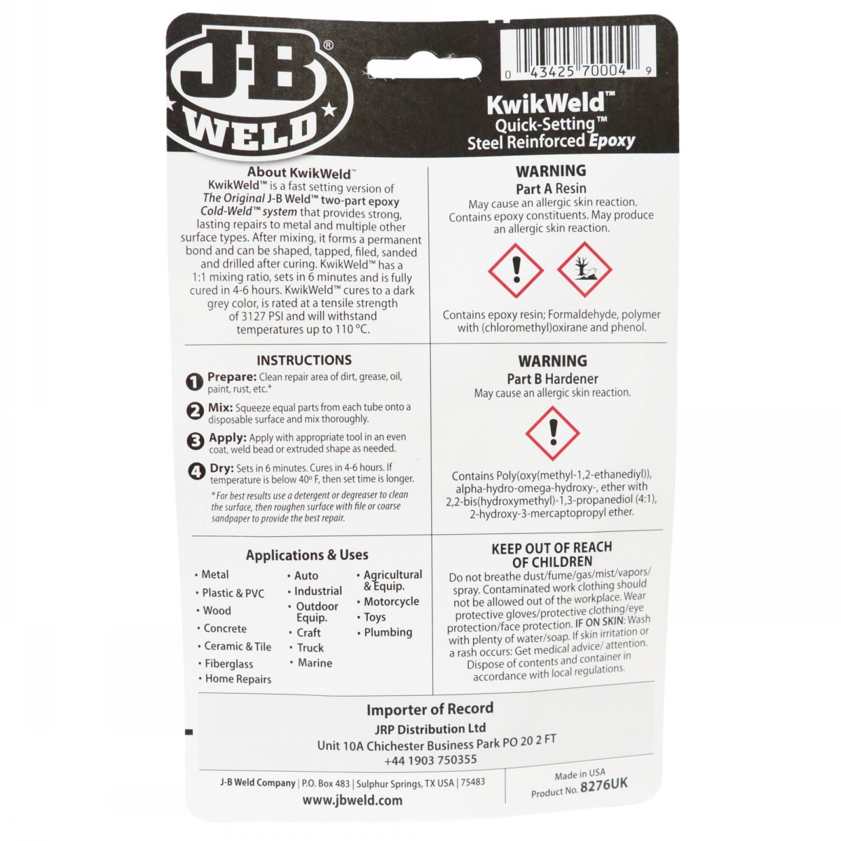 JB Weld Kwik Weld Adhesive 2 oz / 57g - Image 2