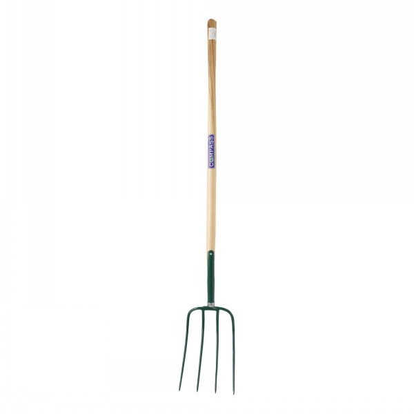 Compass Manure Fork 4 Prong Wood Handle