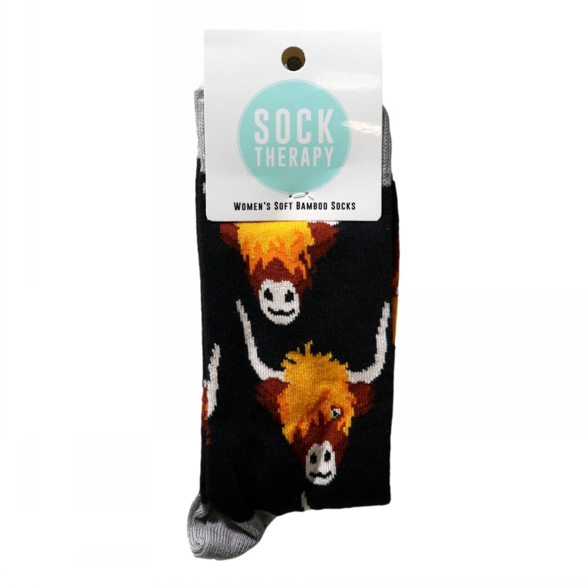 Smiling Faces Pair Of Socks Highland Cows