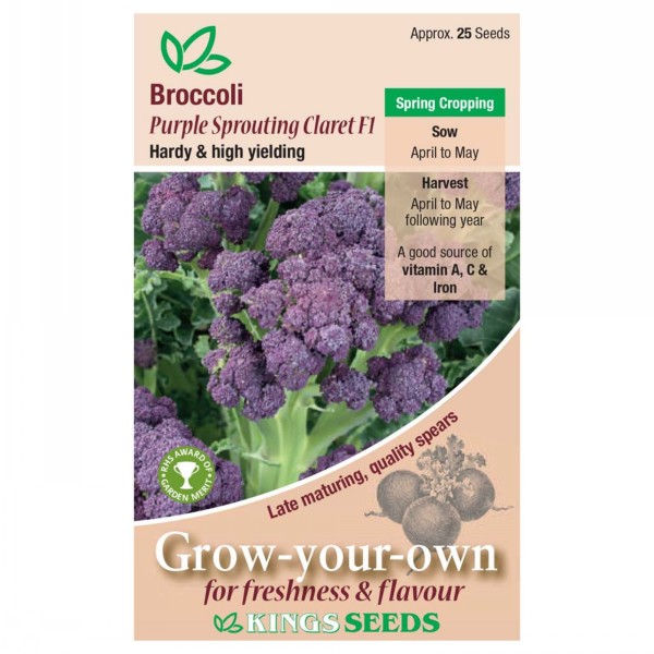 Kings Seeds Broccoli Purple Sprouting Claret F1