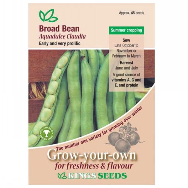 Kings Seeds Broad Bean Aquadulce Claudia