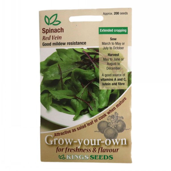 Kings Seeds Spinach Red Vein