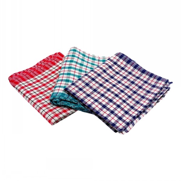 2 Work Tea Towels Assorted Check Colours 10 Pack