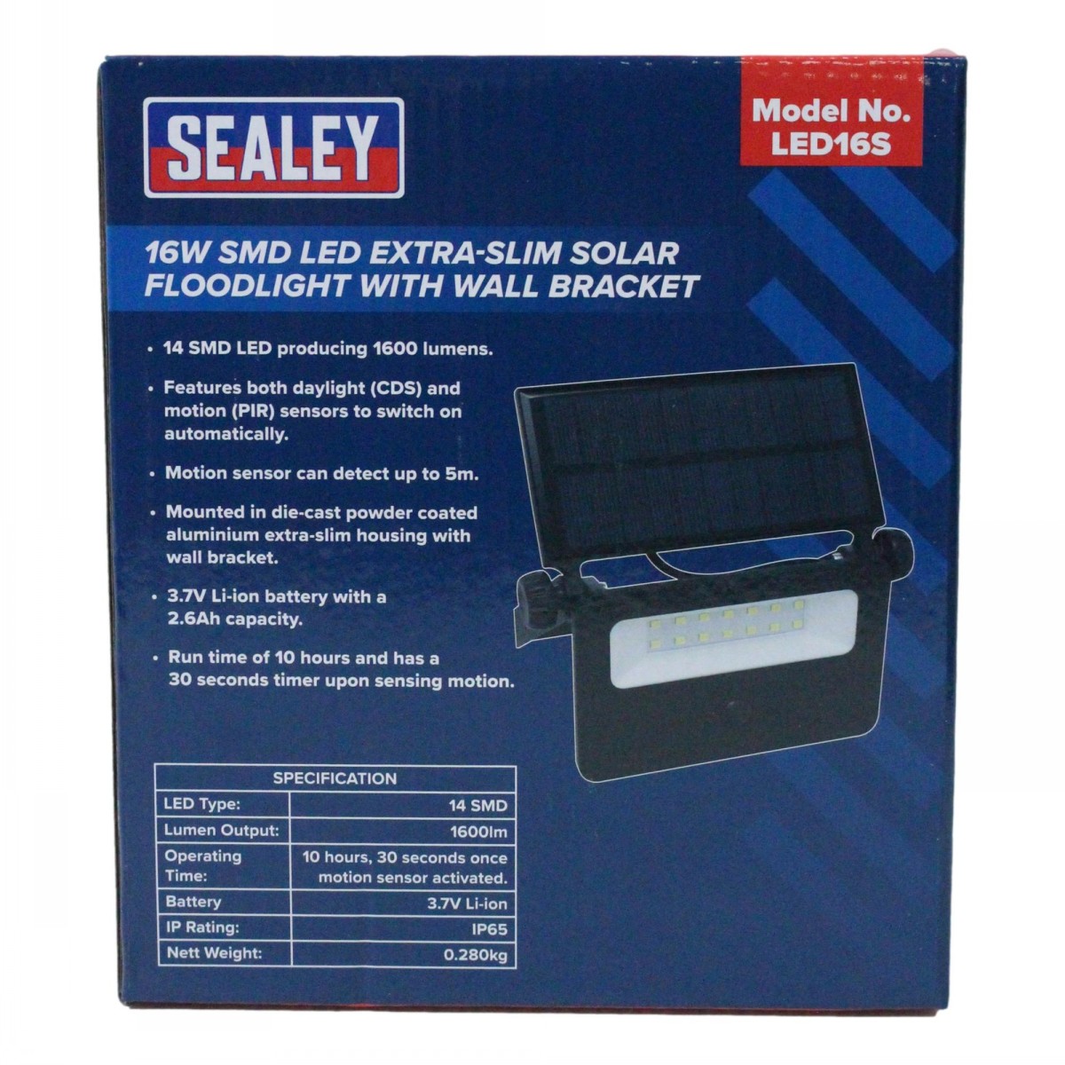 Sealey LED Solar Floodlight Extra Slim 16w 1600lm - Image 3