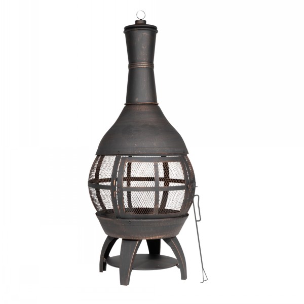 Dellonda Deluxe 360 Degree Chiminea Fire Pit Bronze