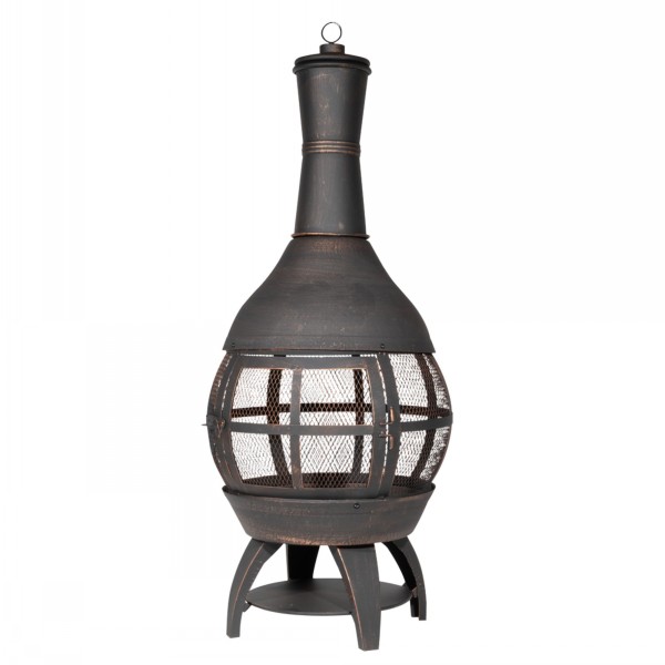 Dellonda Deluxe 360 Degree Chiminea Fire Pit Bronze - Image 2