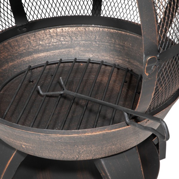 Dellonda Deluxe 360 Degree Chiminea Fire Pit Bronze - Image 3