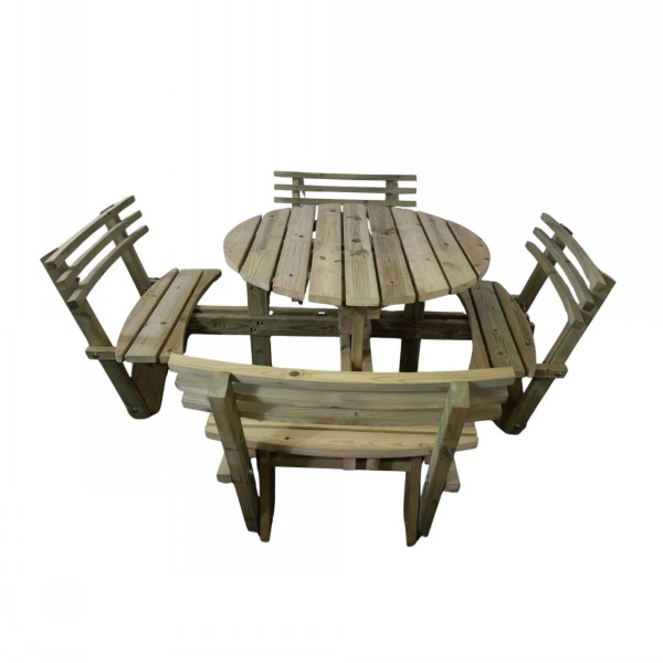 CVF Westwood Picnic Table 8 Person Round With Backrest - Image 2